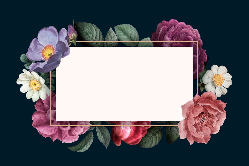 Vintage flower frame background, editable watercolor botanical illustration