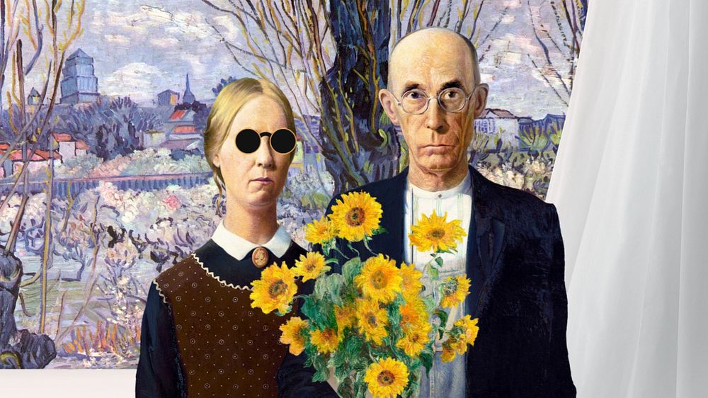 American Gothic desktop wallpaper. Remixed by rawpixel.