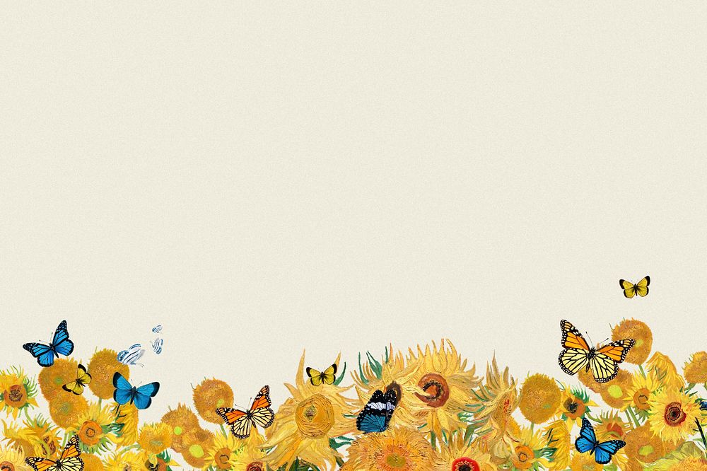 Sunflower border background, art remix. Remixed by rawpixel.