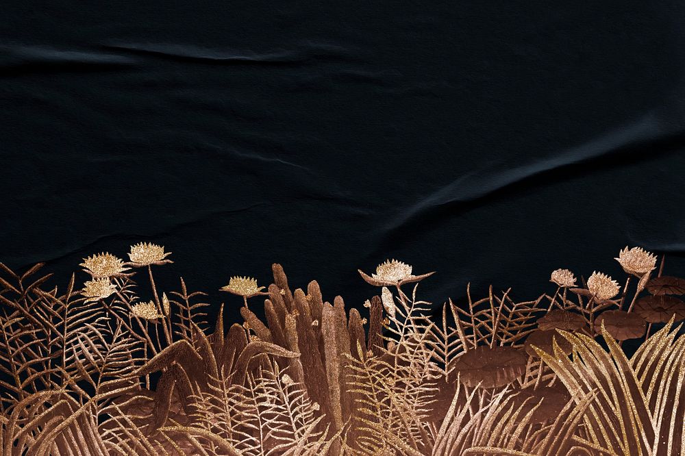 Henri Rousseau's nature black background, art remix. Remixed by rawpixel.