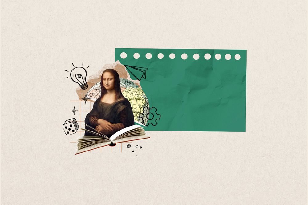 Mona Lisa paper note background, customizable design. Artwork by Leonardo da Vinci, remixed by rawpixel.