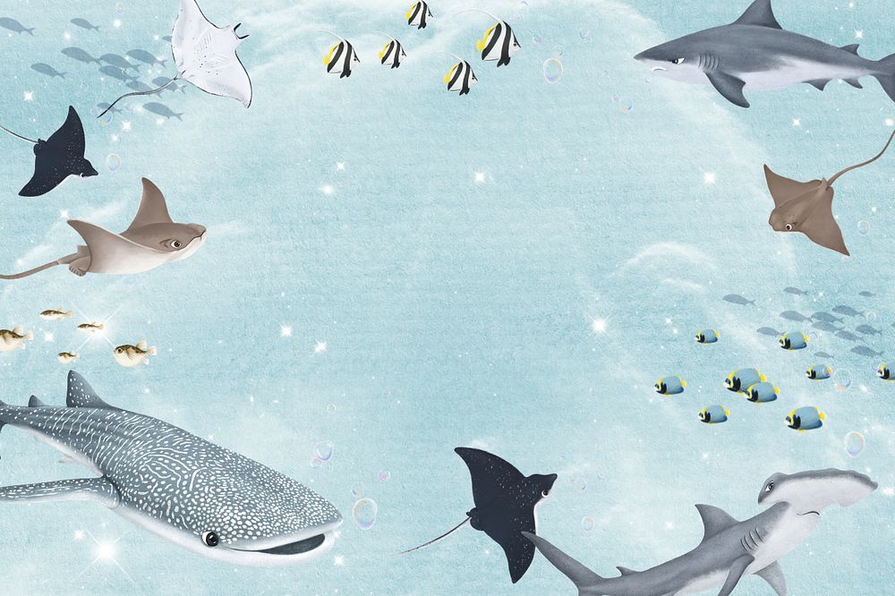 Fish & sea life background, editable illustration border