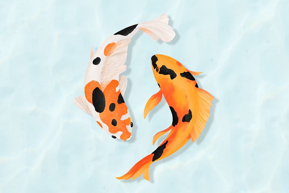 Koi fish background, customizable aesthetic illustration remix