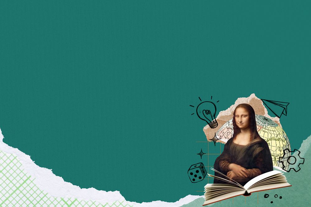 Mona Lisa ripped paper background, customizable design. Artwork by Leonardo da Vinci, remixed by rawpixel.