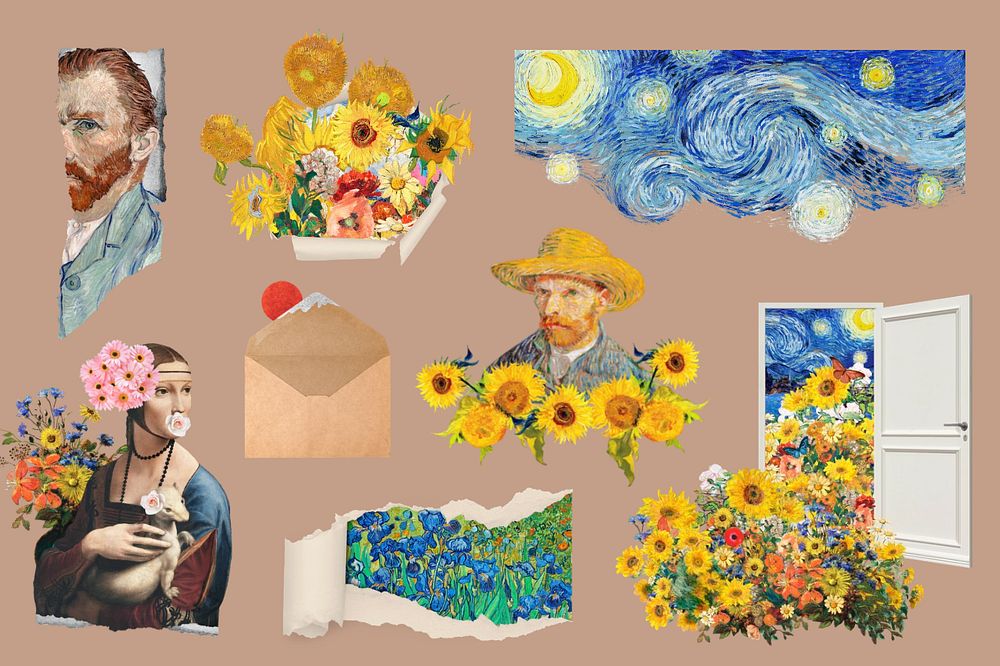 Vintage painting clipart set. Remixed by rawpixel.