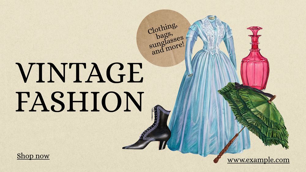 Vintage fashion blog banner template, editable  design. Famous art, remixed by rawpixel.