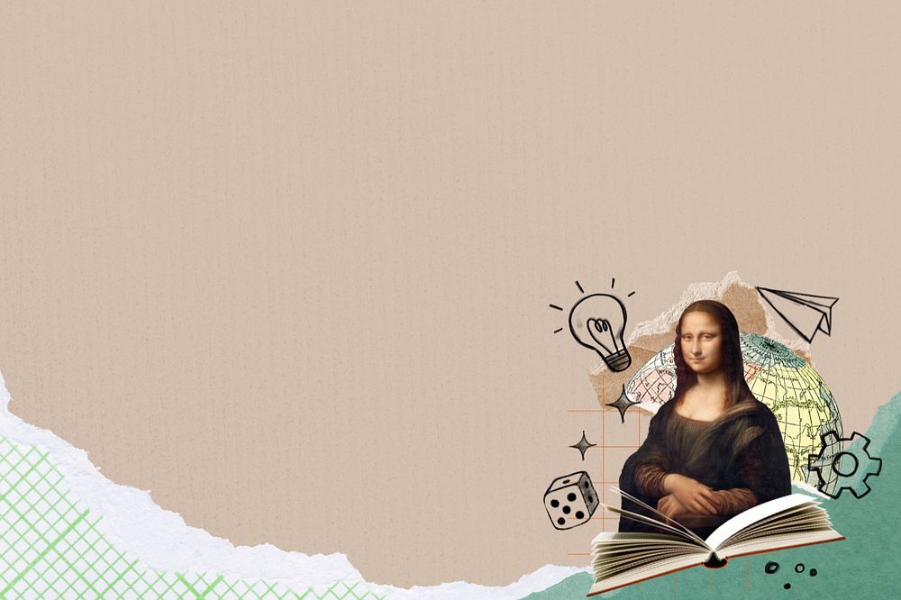 Mona Lisa ripped paper background, customizable design. Artwork by Leonardo da Vinci, remixed by rawpixel.