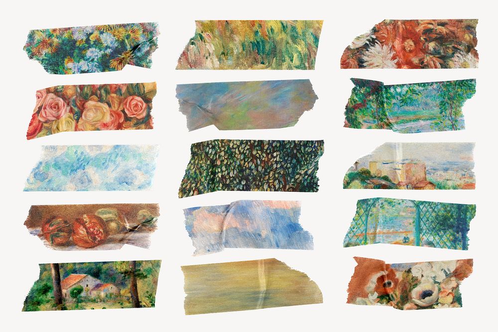 Famous painting patterned washi tape, editable design set, remixed by rawpixel