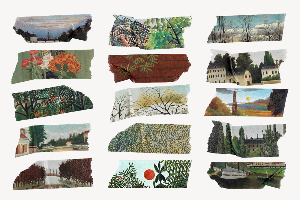 Famous painting washi tape, editable pattern design set, remixed by rawpixel