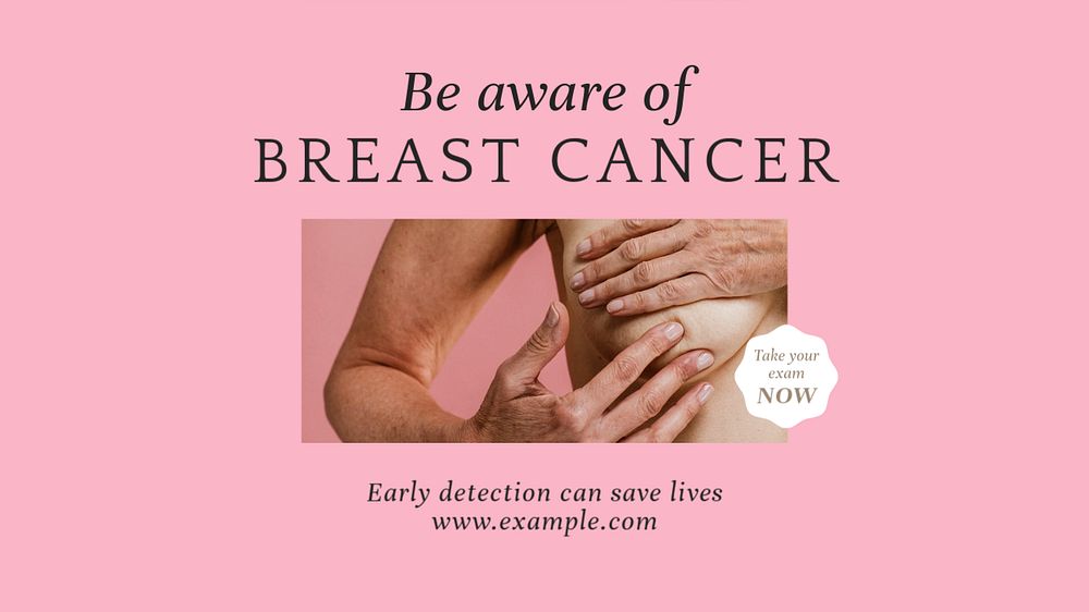 Breast cancer awareness blog banner template, editable text & design