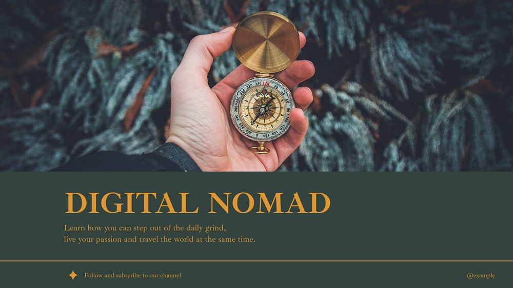 Digital nomad blog banner template, editable text & design