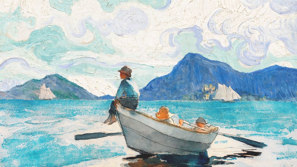 Winslow Homer's Boys in a Dory, editable famous painting, remixed by rawpixel