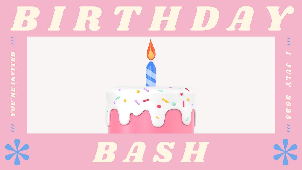 Birthday party blog banner template, editable text