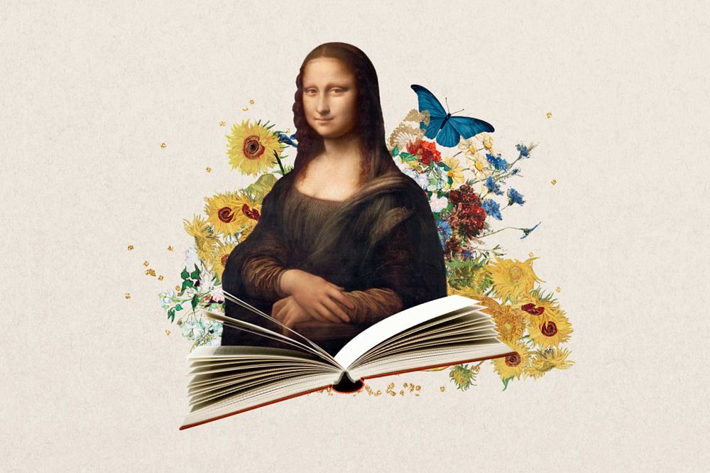 Mona Lisa off white background, customizable design. Artwork by Leonardo da Vinci, remixed by rawpixel.