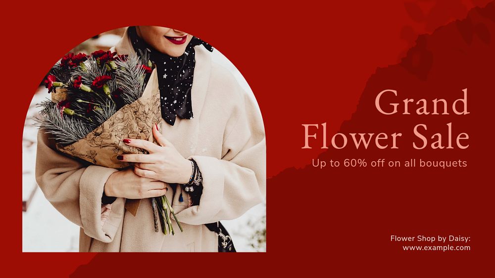 Florist sale blog banner template, editable text & design