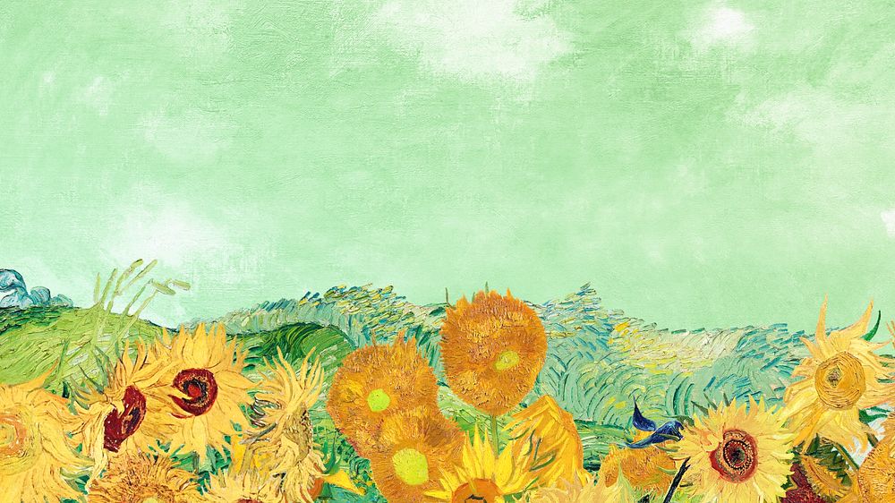 Van Gogh's collage desktop wallpaper, editable famous painting design, remixed by rawpixel