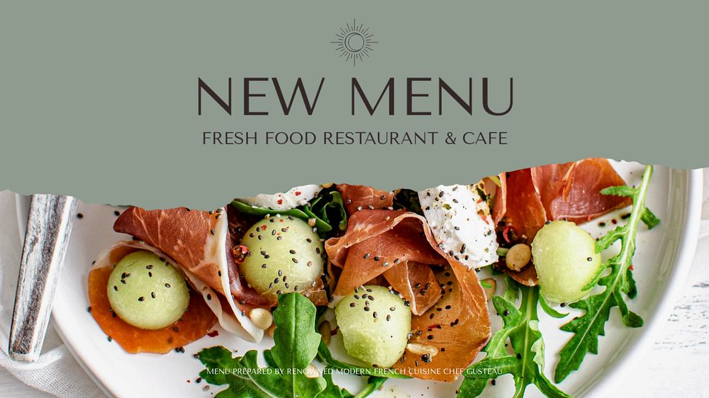 New menu blog banner template, editable text & design