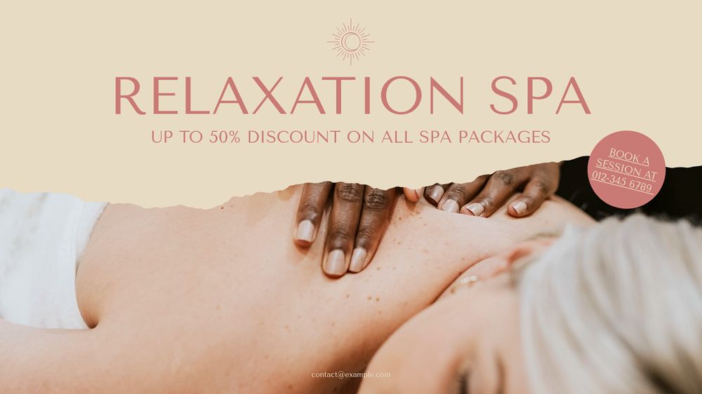 Relaxation spa blog banner template, editable text & design