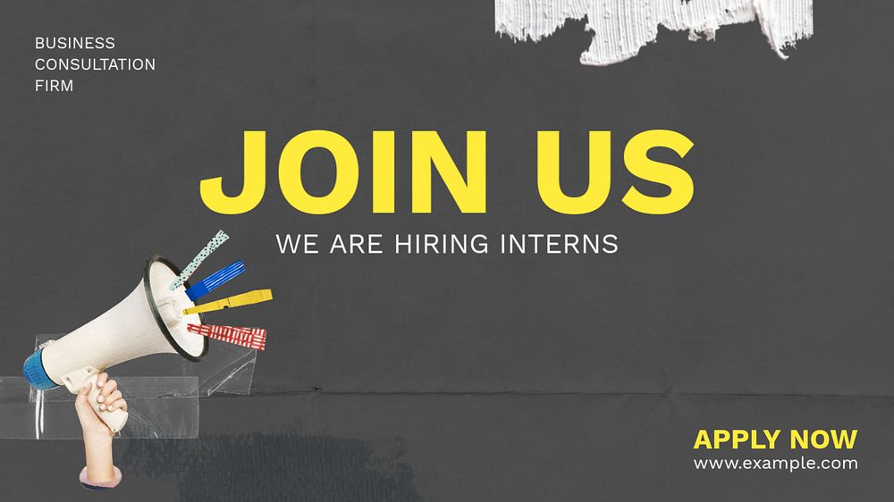 We're hiring interns banner template, editable design