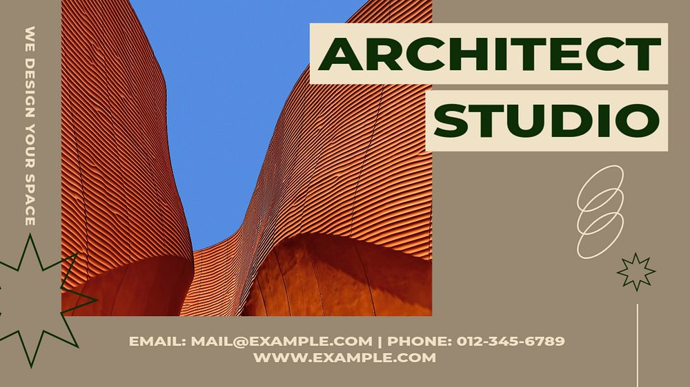 Architect studio blog banner template, editable text