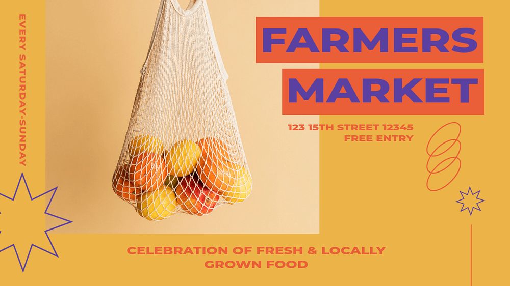 Farmers market blog banner template, editable text