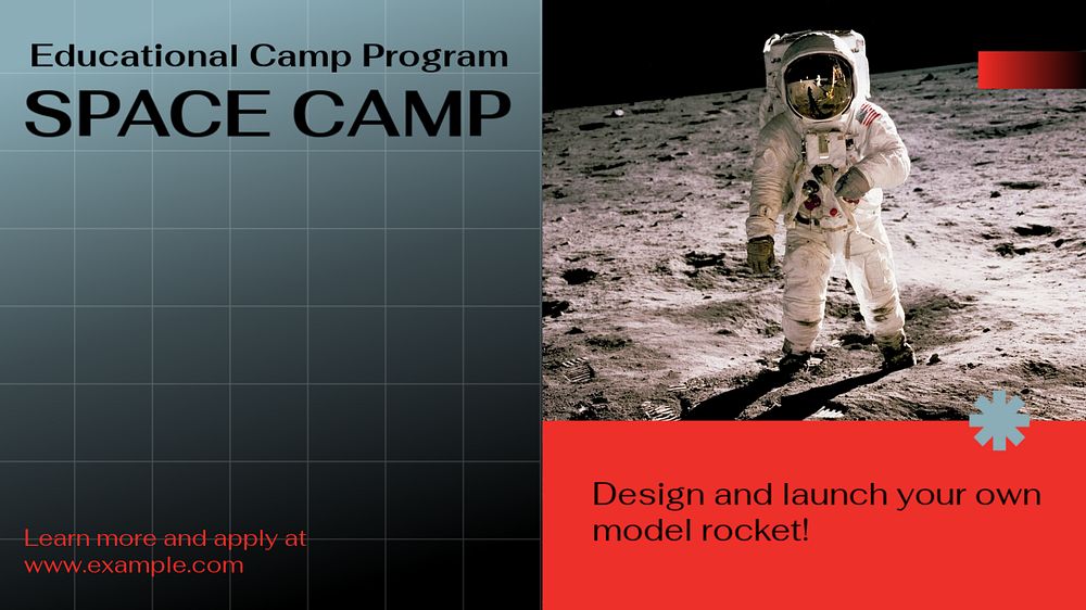 Space camp blog banner template, editable text