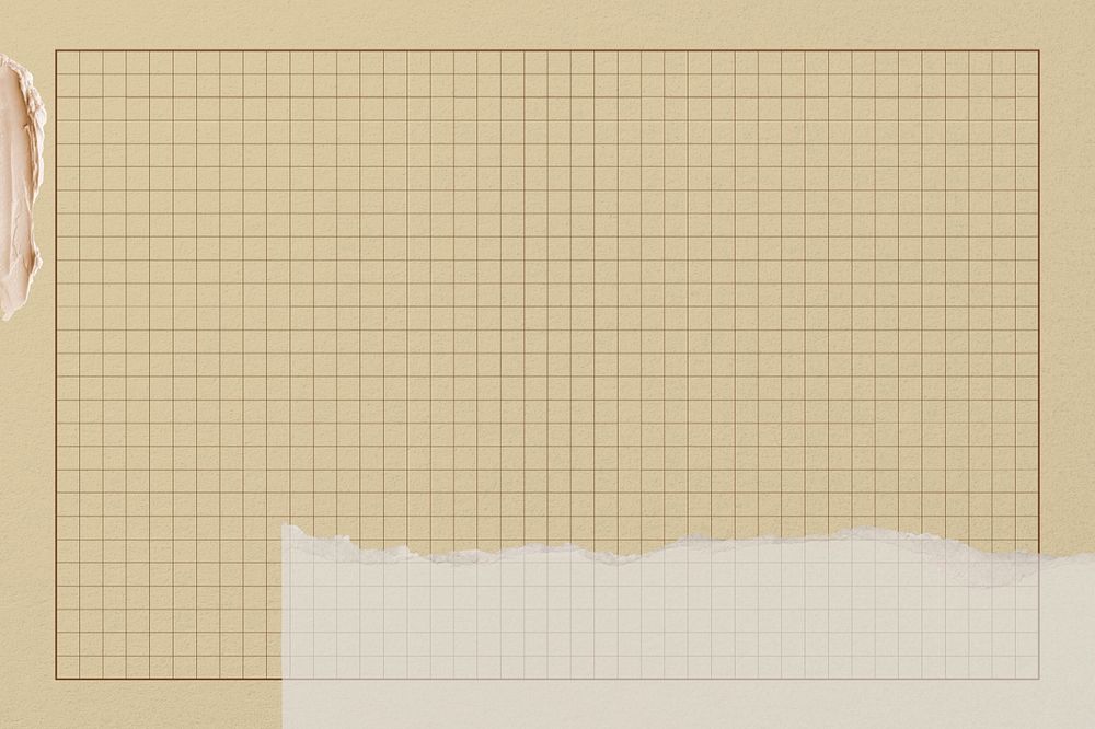 Grid beige background, editable ripped paper collage element