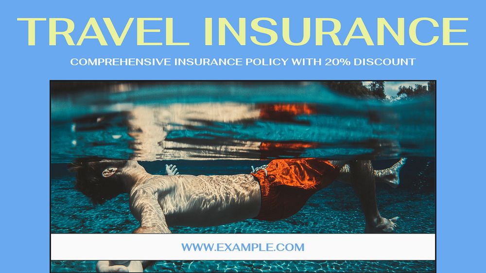 Travel insurance blog banner template, editable text