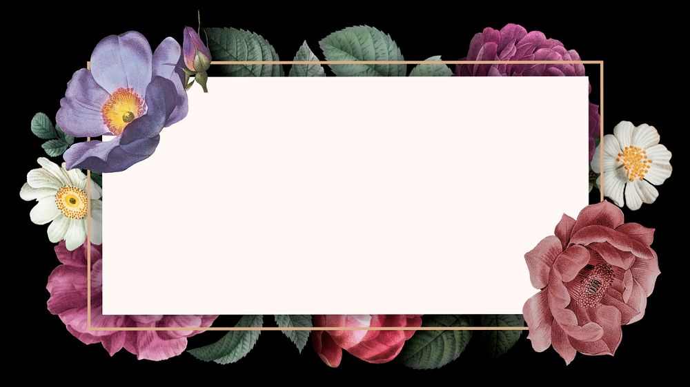 Vintage watercolor flower frame, editable botanical illustration