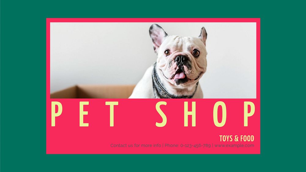 Pet shop blog banner template, editable text