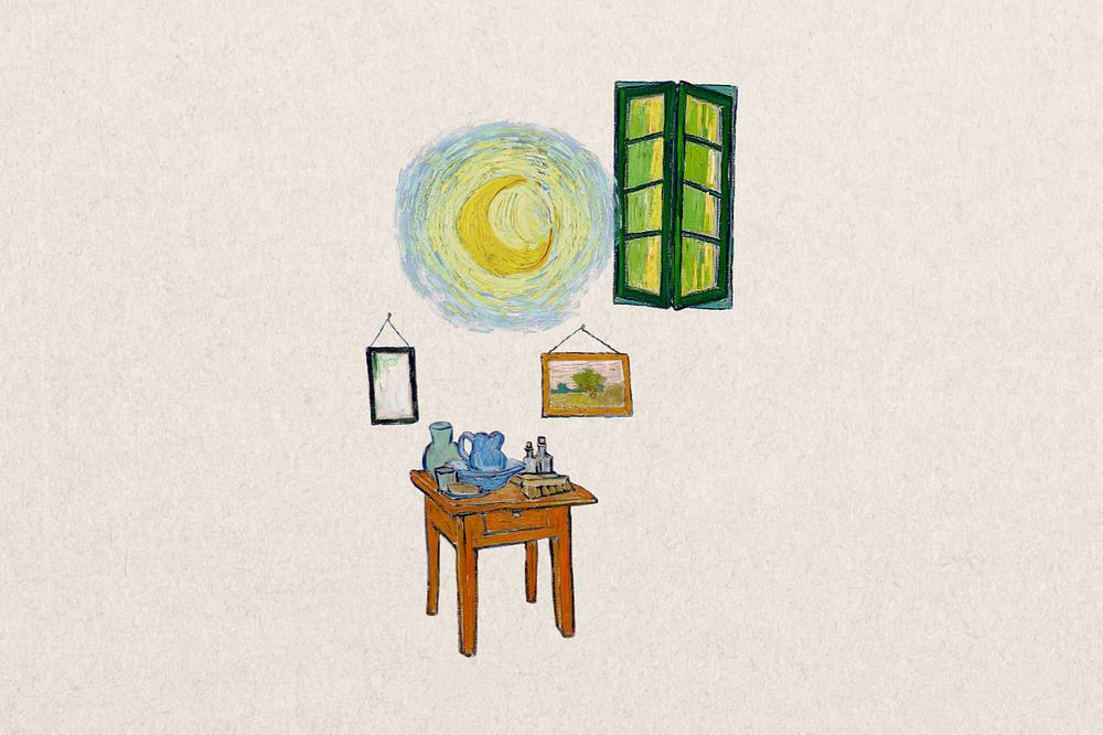 Van Gogh's famous painting, editable collage design, remixed by rawpixel