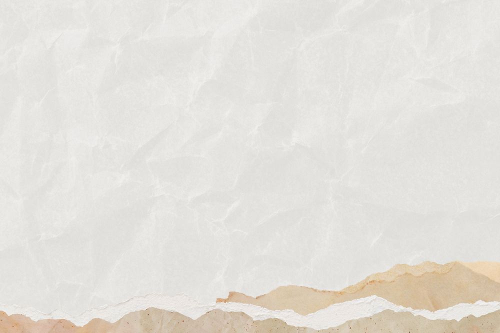 Wrinkled off-white paper texture background, editable ripped border design