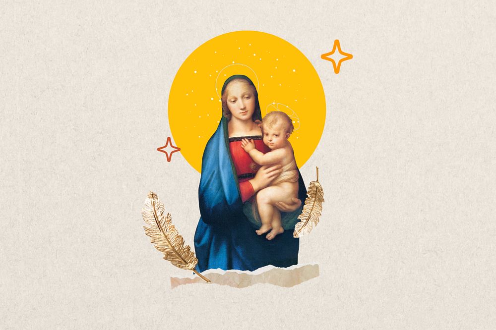 Raphael's Madonna del Granduca, editable famous painting, remixed by rawpixel