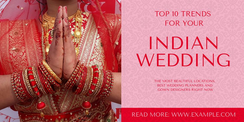 Indian wedding Twitter ad template, editable text & design