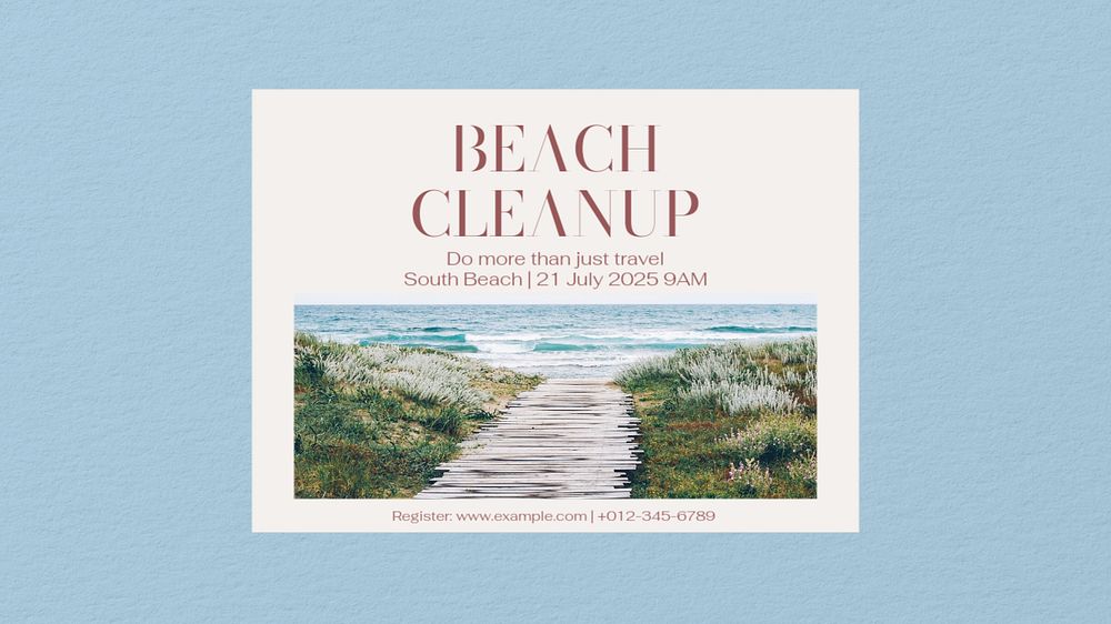 Beach cleanup blog banner template, editable text & design