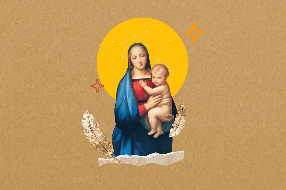 Raphael's famous painting, editable Madonna del Granduca artwork, remixed by rawpixel