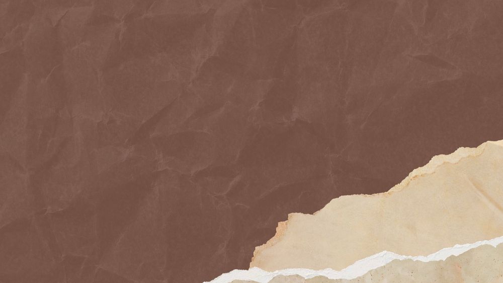 Wrinkled brown textured desktop wallpaper, editable ripped paper border design