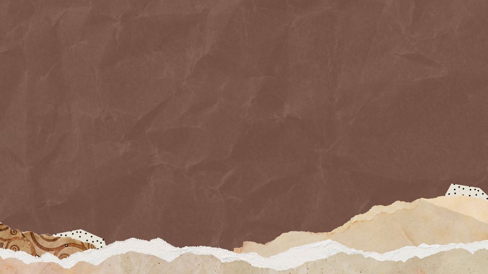 Wrinkled brown textured desktop wallpaper, editable ripped paper border design