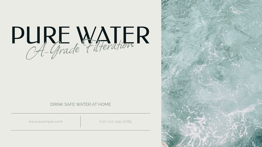 Pure water blog banner template, editable text & design