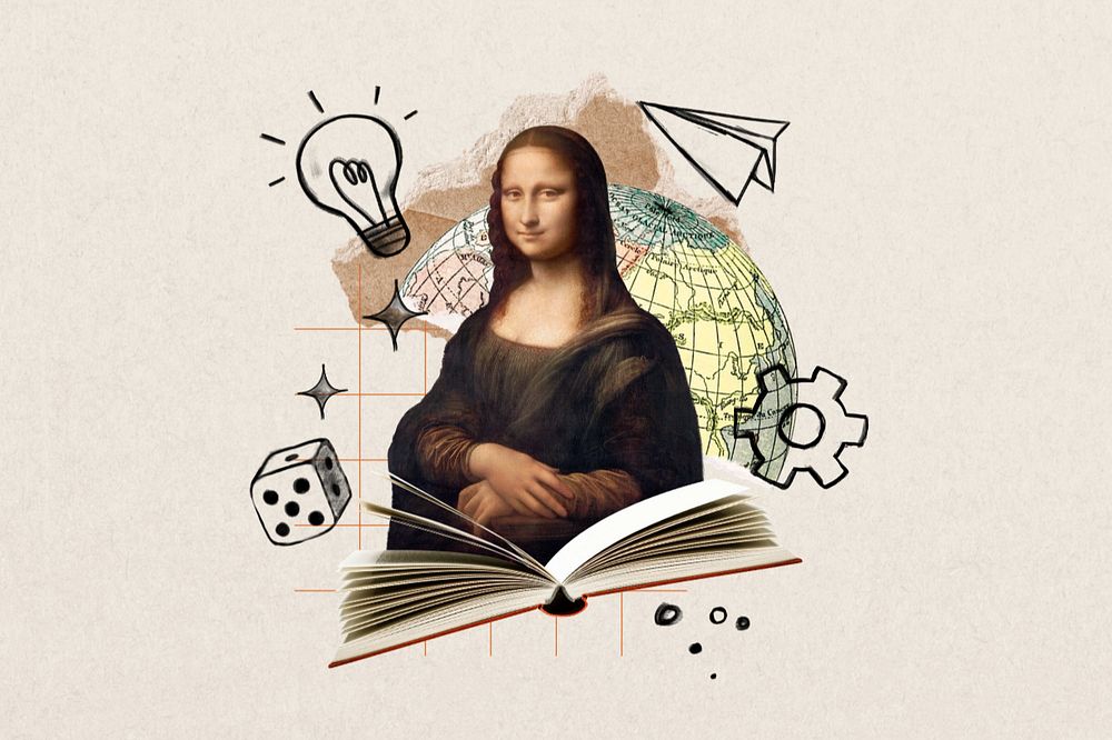 Mona Lisa background, customizable design. Artwork by Leonardo da Vinci, remixed by rawpixel.