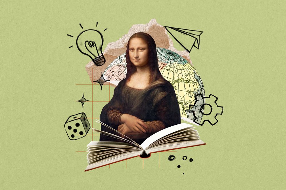 Mona Lisa background, customizable design. Artwork by Leonardo da Vinci, remixed by rawpixel.