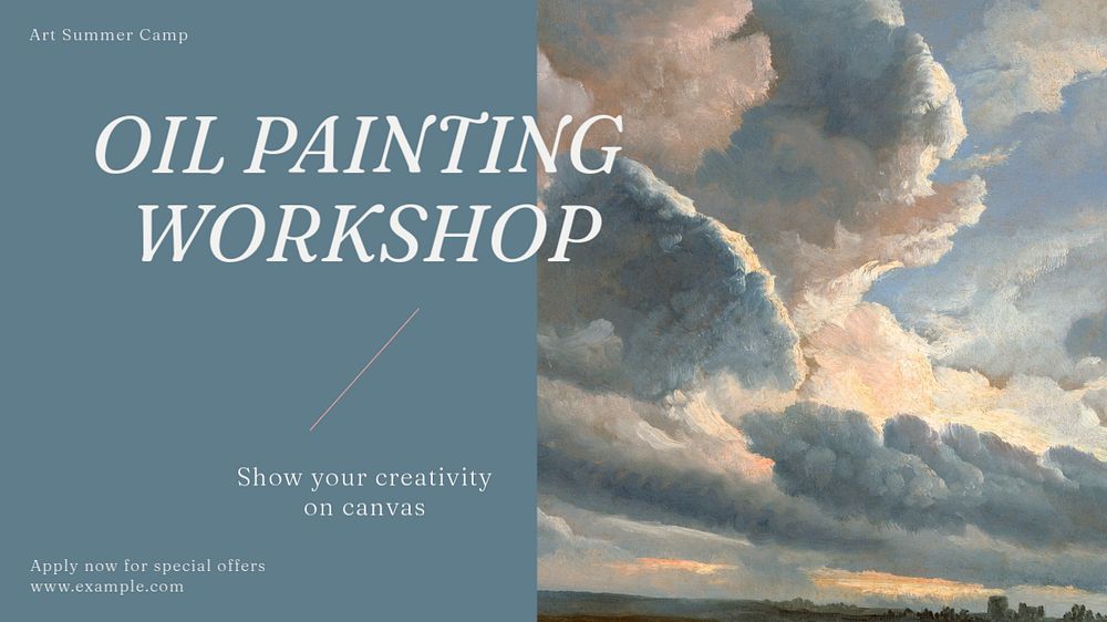 Art workshop blog banner template, editable text & design