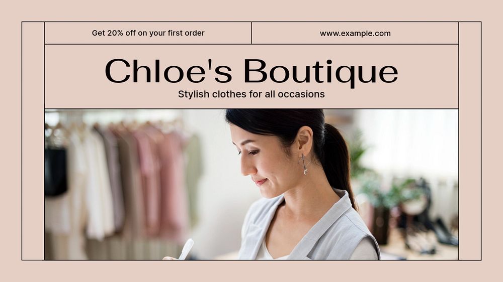 Chloe's boutique, fashion blog banner template, editable text & design