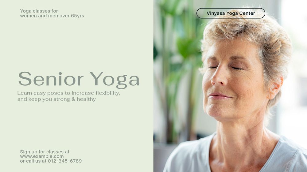 Senior yoga blog banner template, editable text & design