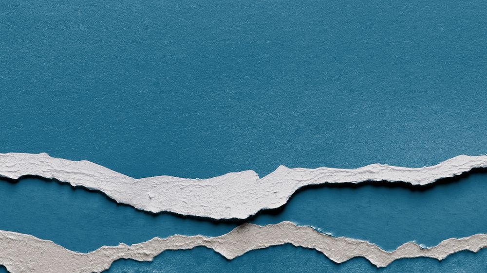 Blue desktop wallpaper, editable ripped paper texture