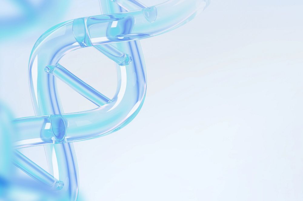 DNA double helix blue background, editable science remix design