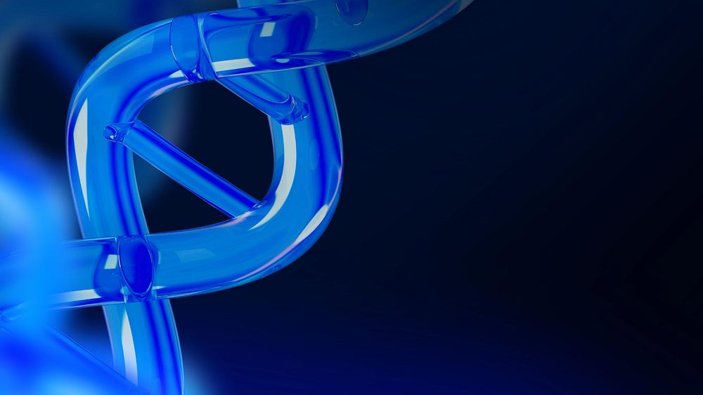 DNA helix blue desktop wallpaper, editable science remix design