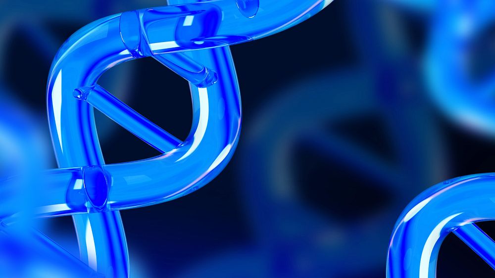 DNA helix blue desktop wallpaper, editable science remix design