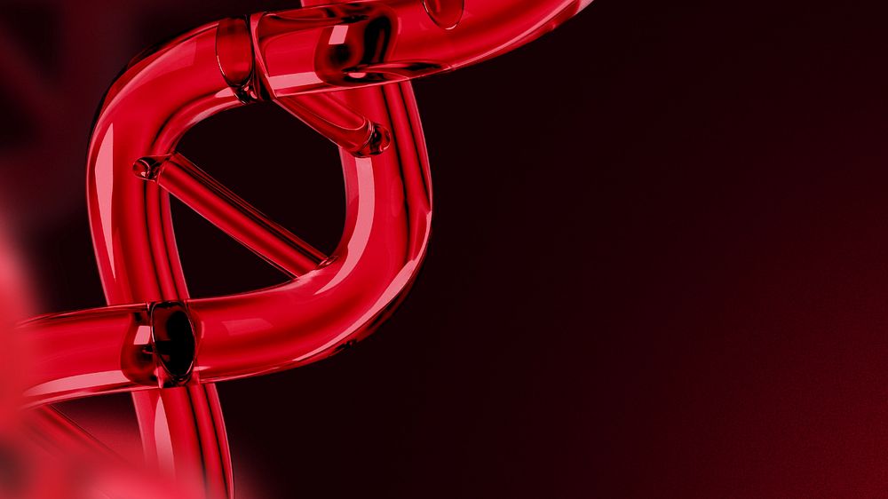 DNA helix red desktop wallpaper, editable science remix design