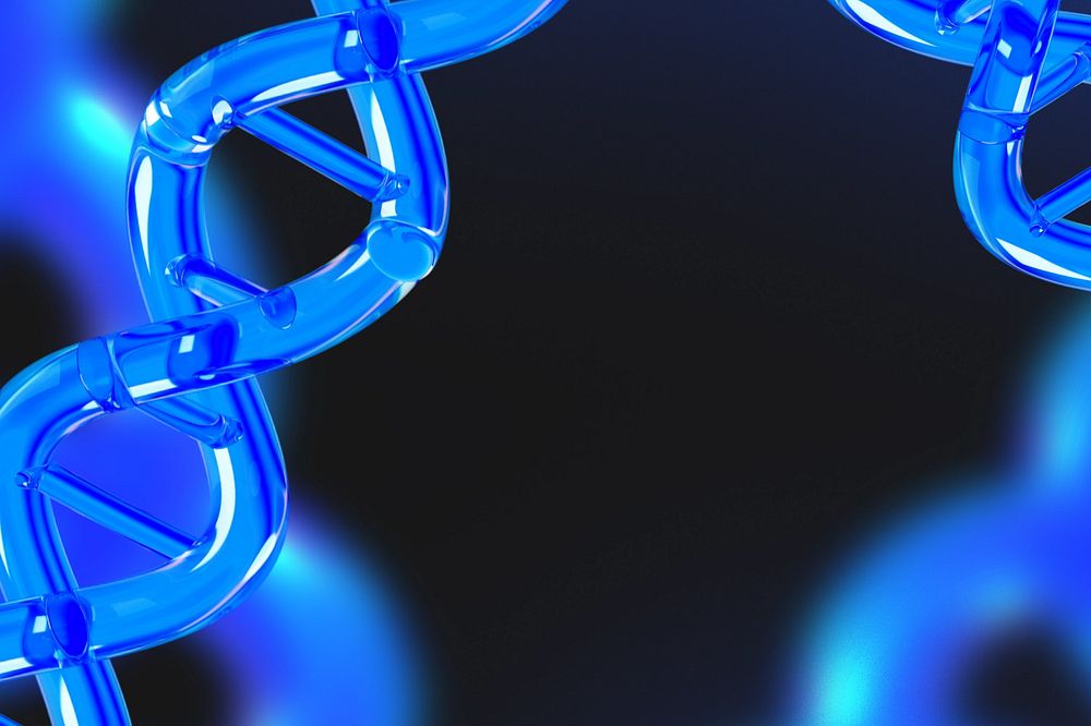 Blue DNA double helix background, editable science remix design